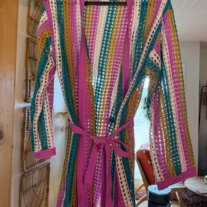 Hurley Multicolor Crochet Swim Coverup